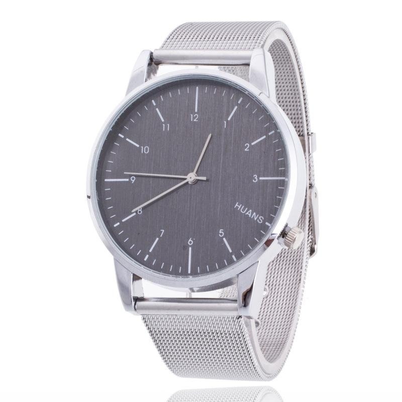 Fashion Brand Men's Business Numbers Scale Wrist Sliver Net Alloy Couples Watch - intl