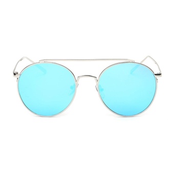 Female Chic Circle Frame Colorful Sunglasses(Blue)-one size - intl  