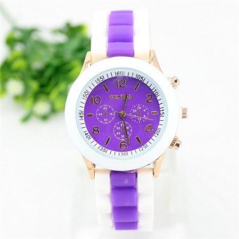 geneva watch rubber candy jelly fashion unisex silicone quartz(Purple) - intl  