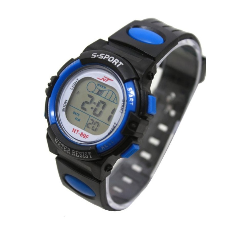 Giá bán Girl Boy LED Light Wrist Watch Alarm Date Digital Multifunction Sport BU - intl