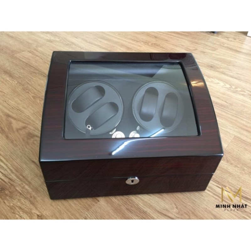 Hộp Đồng Hồ Xoay Automatic Vân Gỗ Đen 4+6 bán chạy