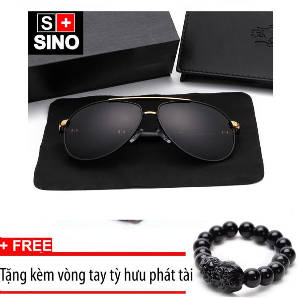 Giá bán Kính mát nam Sino  SN001 (đen) + Tặng kèm vòng tay phong thủy