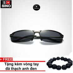 Kính mát nam Sino KM02 cao cấp+ Tặng kèm vòng tay thạch anh đen