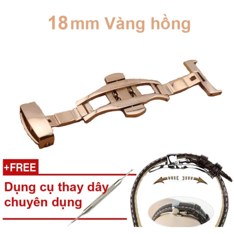 Móc khoá bấm dây da đồng hồ tiện lợi - Thép không gỉ stainless (18mm Bạch kim) bán chạy