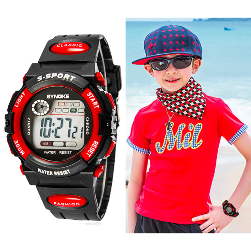 Multifunction Waterproof Child Boy Girl Sports Electronic Wrist
Watch Red bán chạy