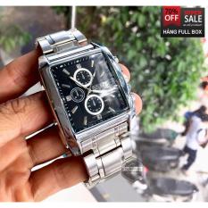 (NEW MODEL) Đồng hồ nam BOSCK 3133G dây thép bạc, mặt vuông, chống xước chống nước, lịch ngày + QUÀ TẶNG