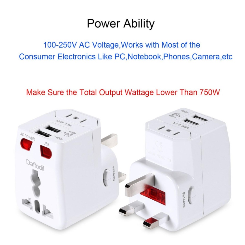 Newest All in One Universal International Plug Adapter 2 USB Port World Travel AC Power Charger Adaptor with AU US...