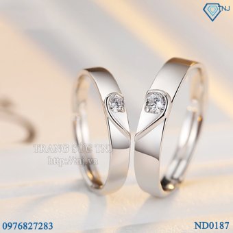 Nhẫn đôi Nhẫn cặp bạc trái tim ghép ND0187  