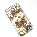 Nơi Bán niceEshop 3D Bling Crystal Cinderella Pumpkin Cart and Flower Stone Case for iPhone 5 5S (Clear) – Intl niceE shop