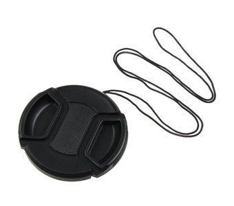 niceEshop Universal 77mm Center Pinch Lens Cover With Cap Keeper Cable for SLR Cameras (Black)  
