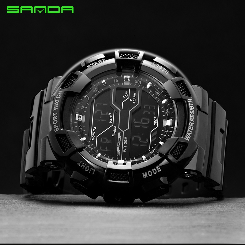 Sanda Brand Watch Men Sports Digital Alarm Back Light Waterproof Fashion Wristwatch 378 - intl bán chạy