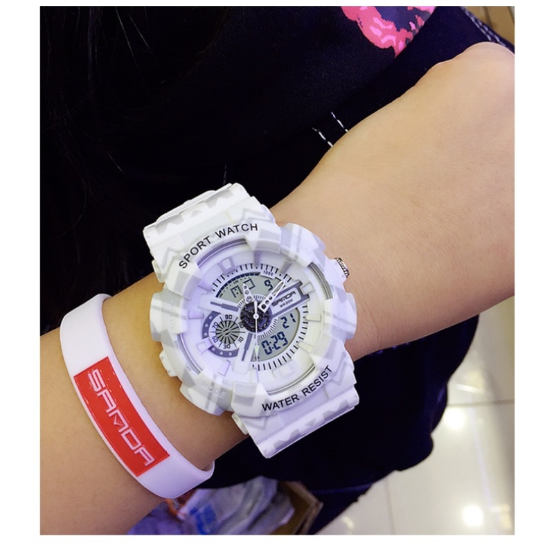 SANDA Double Display Multifunction Sport Outdoor Digital Watch with Noctilucent Pedometer Luminous 30M Waterproof Wrist Watch - intl bán chạy