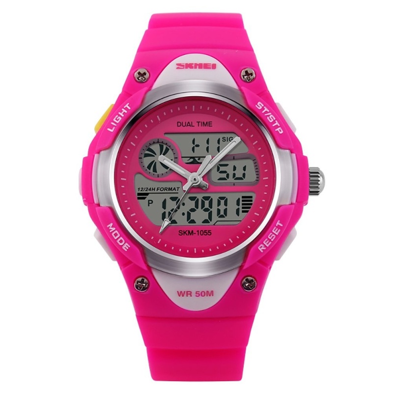 SKMEI Fashion LED Girl Kid Analog-Digital Child 50M Waterproof Wristwatch (Pink) - intl bán chạy