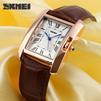SKMEI Women's Leather Strap Analog Display Causal Quartz Wrist Watch Brown - intl  