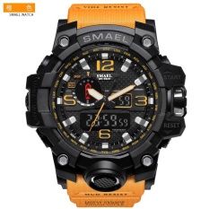 SMAEL 1545 Pure Color Band Waterproof Sport Watch Digital Analog Dual Display Japan Quartz Watch Gold Orange – intl