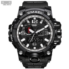SMAEL 1545 Nguyên Chất Màu Ban Nhạc Thể Thao Chống Thấm Nước Đồng Hồ Kỹ Thuật Số Analog Màn Hình Hiển Thị Kép Nhật Bản đồng Hồ Thạch Anh Dây Bạc-quốc tế