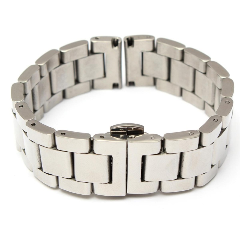 Stainless Steel Bracelet Watch Band Strap Double Clasp Solid Links Silver 20mm - intl bán chạy