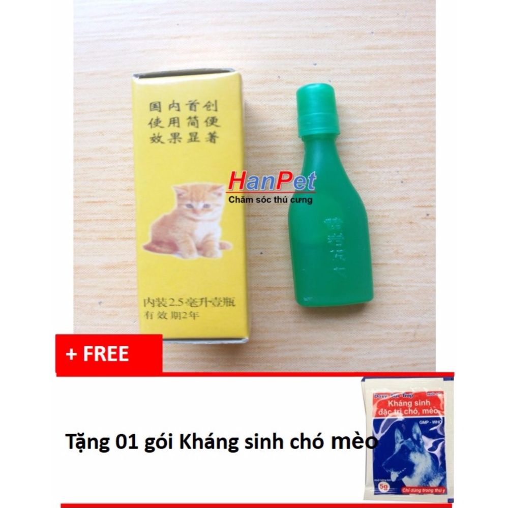Thuốc Nhỏ Gáy Trị Ve Rận (Hongkong) Cho Thú Cưng (hanpet 324) tặng 1 gói thuốc phòng bệnh định kỳ...