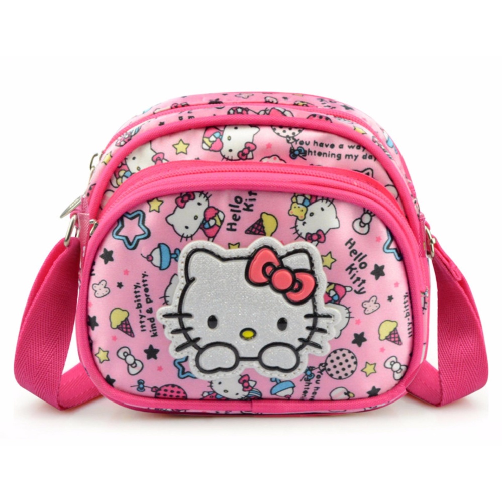 Túi đeo chéo mini màu hồng dễ thương dành cho các bé gái + Tặng 01 bộ tỉa lông mày...