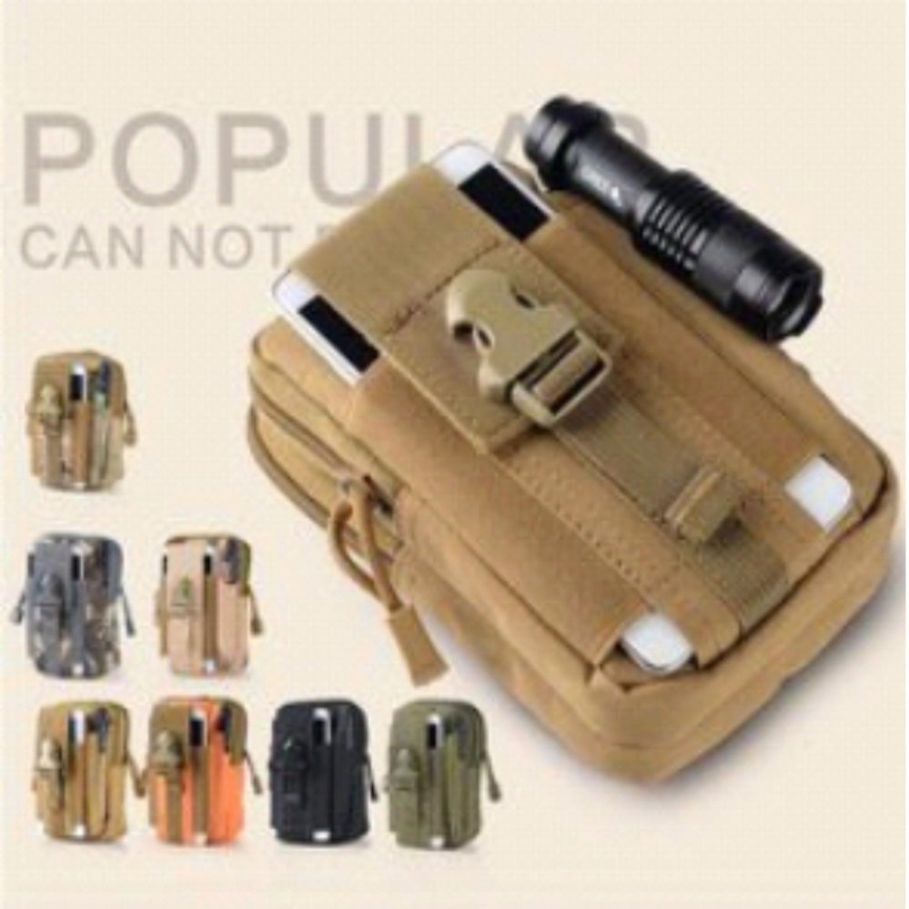 Túi đeo hông Sport waist bag cell phone camera pouch bag soldier bag h03 (Nâu).