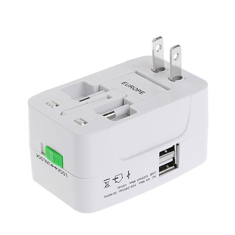 Đa năng ÂU/ANH/MỸ/EU 2 Cổng USB Du Lịch Điện AC Adapter Sạc Cắm Chuyển Đổi-quốc tế