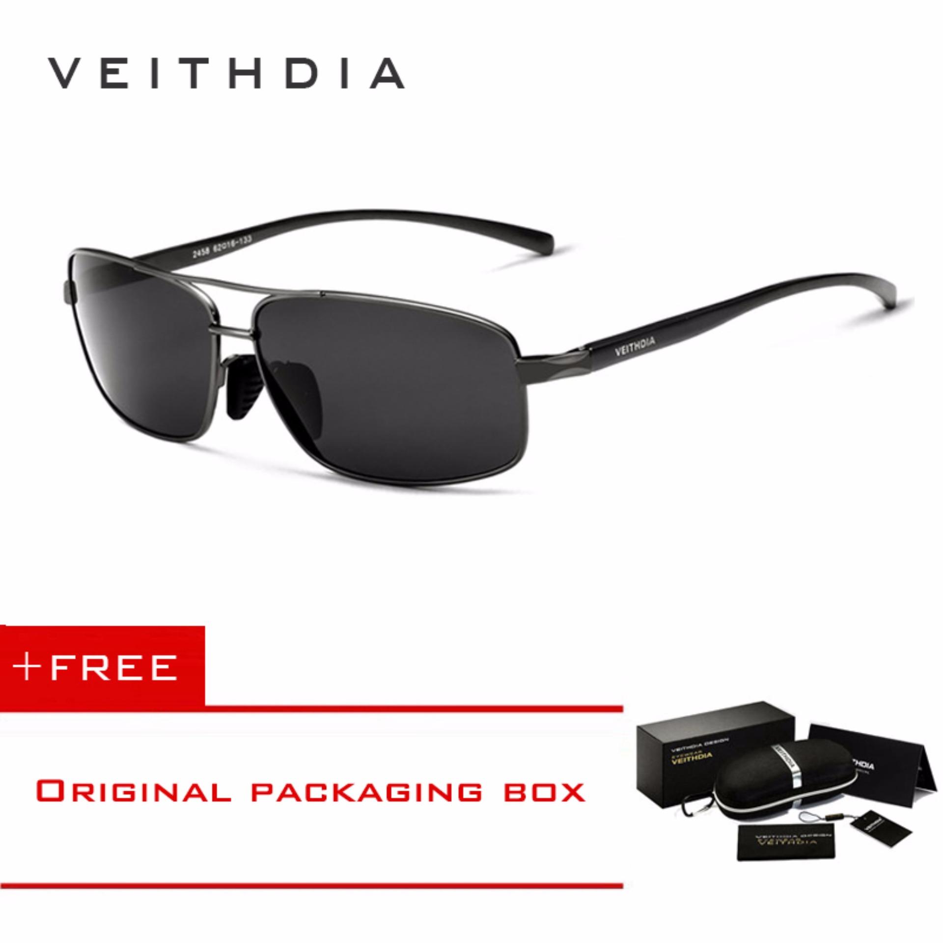 VEITHDIA Brand New Polarized Men's Sunglasses Aluminum Frame Sun Glasses Driving Eyewear Accessories For Men oculos de sol masculino 2458(Black)