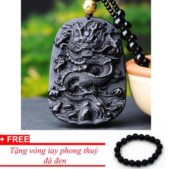 Vòng cổ nam đá phong thuỷ mặt linh vật rồng đen TPO717 - tặng vòng đá đen  