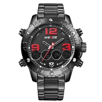 WEIDE Men 's Stainless Steel Watch Auto Date Quartz Clock Officer Watch WH3405 Red - intl  