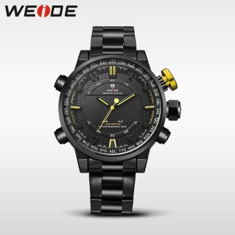 WEIDE Men Quartz Wristwatches Outdoor Sport Watch Stainless Steel Strap Alarm Clock Yellow - intl  