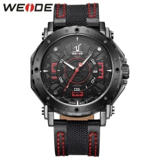 Giá Khuyến Mại WEIDE Waterproof Calendar Casual Leather Strap Watches Men’s Quartz Watches Red – intl  