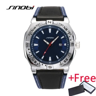 Wholesaler SINOBI 9559 Mens Casual Sports Wrist Watches Leather Watchband Top Luxury Brand Wristwatch Male Quartz Clock 2016 - intl...