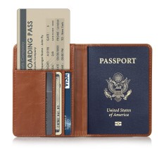 Whyus-Travel Passport Covers Credit Card Boarding Pass Holder Protective Cover Wallet Case (Brown)