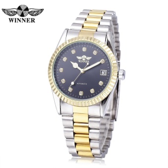 Winner F1205143 Male Auto Mechanical Watch Luminous Rhinestone Dial Date Display Wristwatch - intl  