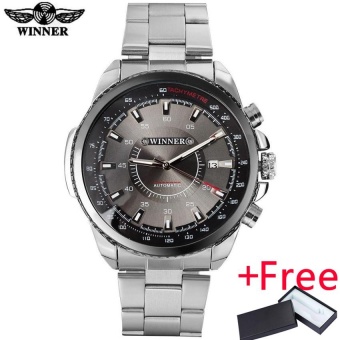 WINNER fashion casual men machanical watches luxury automatic watches stainless steel band auto date white dials reloj hombre - intl...