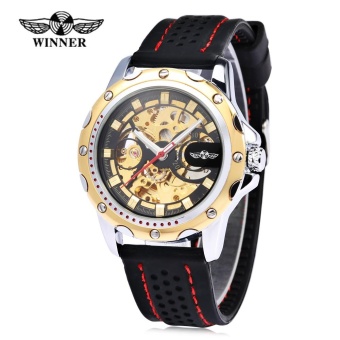 Winner Male Auto Mechanical Watch Luminous Silicone Band Men Wristwatch - intl  