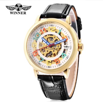 Winner W099 Male Auto Mechanical Watch Luminous Leather Band Men Wristwatch - intl  