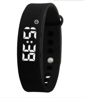 Women LED Sports Bracelet 3D Pedometer Health Monitoring Smart Digital Watch Sleep Quality Temperature Monitoring Smart Watch - Black -...
