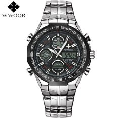 WWOOR 2017 Waterproof Sports Watch Jam Tangan es Men Top Brand Luxury LED Digital Clock Men's Quartz Army Military Wrist Watch Jam Tangan male Silver 8019 - intl bán chạy