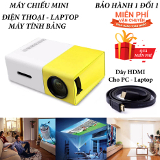 Máy chiếu phim Mini cho điện thoại laptop YG-300 hỗ trợ độ phân giải lên đến 1920 x 1080 pixel giã ngoại, giải trí cho trẻ em Tặng Dây HDMI 1,5 Mét