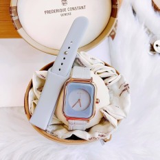 [Bình Dương] Set Đồng hồ nữ Guou dây Silicon xám mặt chữ nhật xám