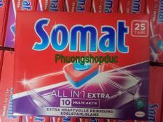 Viên Rửa Chén Bát Cao Cấp Somat Extra 10 – all in 1 hộp 25 viên ,hàng mới về TĐ finish alio(tích hợp bột muối bóng)