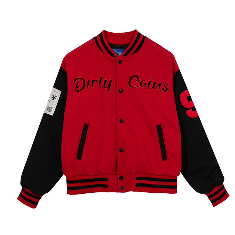 DirtyCoins Áo khoác Embroidered Varsity Jacket - Red/Black