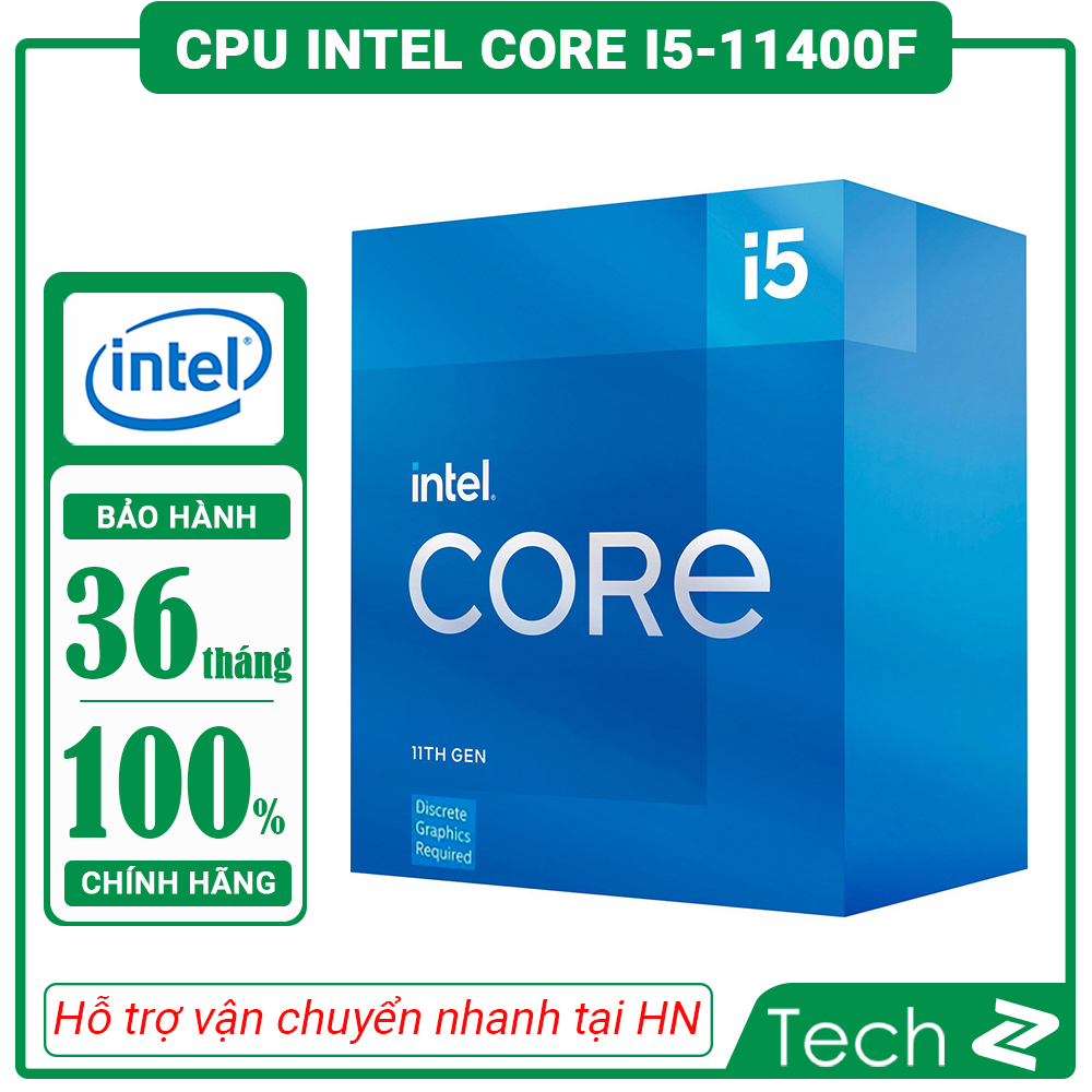 CPU Intel Core i5 11400F (2.6GHz turbo up to 4.4Ghz, 6 nhân 12 luồng, 12MB Cache, 65W) Socket Intel LGA 1200