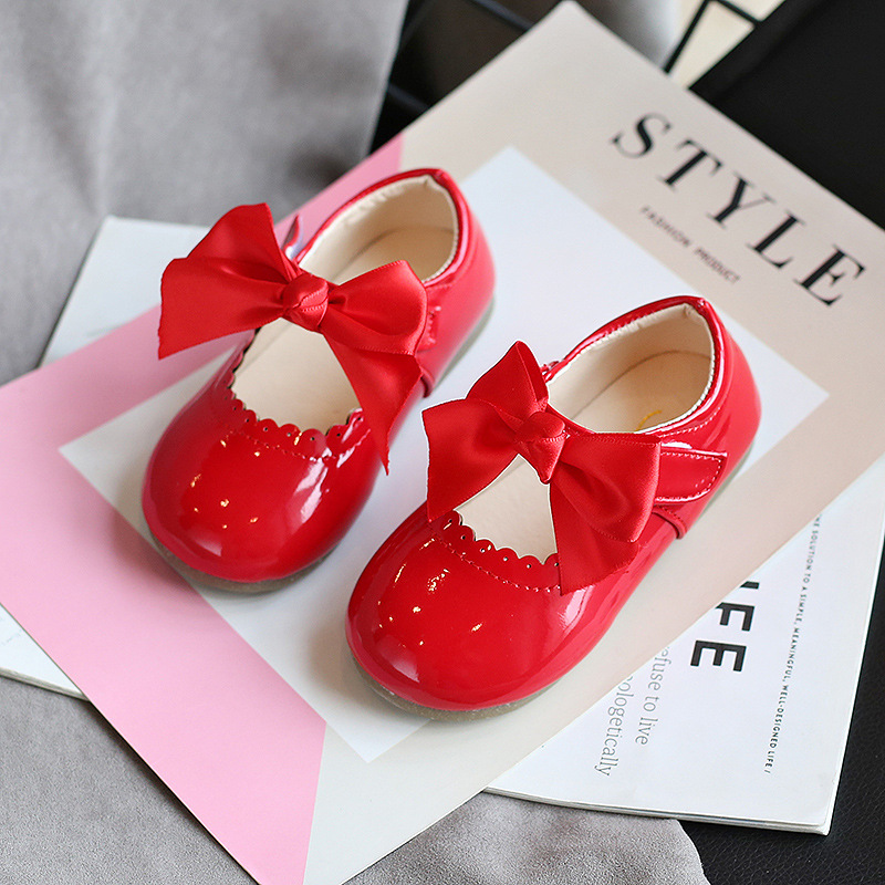 Giày búp bê nơ da bóng cho bé gái V528 Quảng Châu cao cấp cho bé từ 6 tháng đến...
