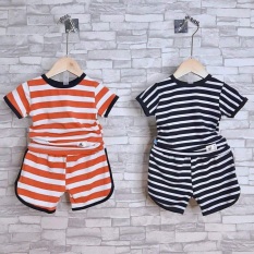 VIDEOBộ sọc cotton ngắn tay chạy viền bé trai, gái mềm mịn mặc mát thích hợp cho bé mặc vào mùa hè nóng nực (size 5-25kg)