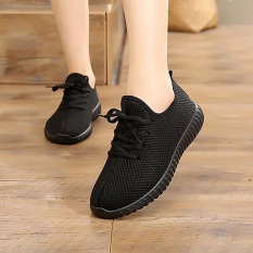 Giày Nữ Thể Thao Vải Trơn, 2 Màu Đen Đỏ Siêu Mềm