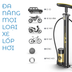 Bơm xe đạp xe máyoto cầm tay có đồng hồ đo áp xuất bơm bóng khí