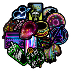 50 hình dán graffiti MÀU NEON dán cốc nước xe hơi, máy tính xách tay, mũ bảo hiểm