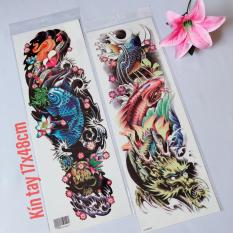 Combo 2 tấm hình xăm dán tattoo kín tay cá chép 17x48cm tuyệt đẹp (Chọn mẫu tùy thích. Mua 1 tặng 1)