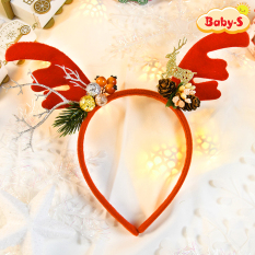 Băng đô cài tóc Noel hóa trang tuần lộc lung linh bọc vải nhung cao cấp phối nhiều họa tiết xinh xắn mùa Giáng sinh Baby-S – SP122